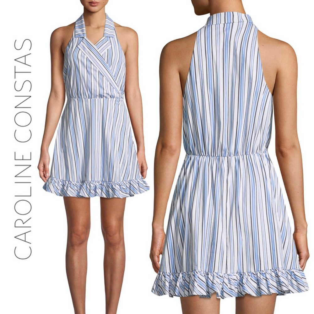 NWT CAROLINE CONSTAS Nyssa Striped Mini Dress
